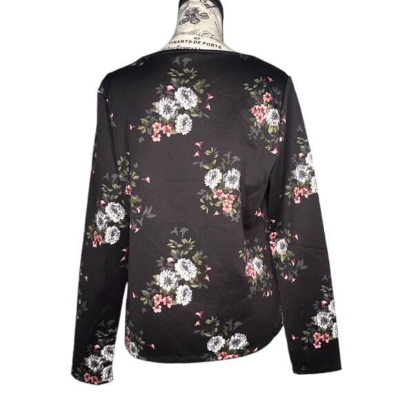 Violets & Roses (M) Square Neck Floral Long Sleeve Top Romantic Chic Feminine - Picture 3 of 10